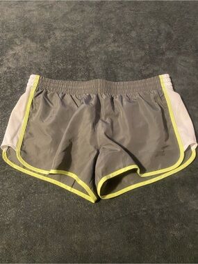 SO Women’s Grey Athletic Shorts with Yellow Trim